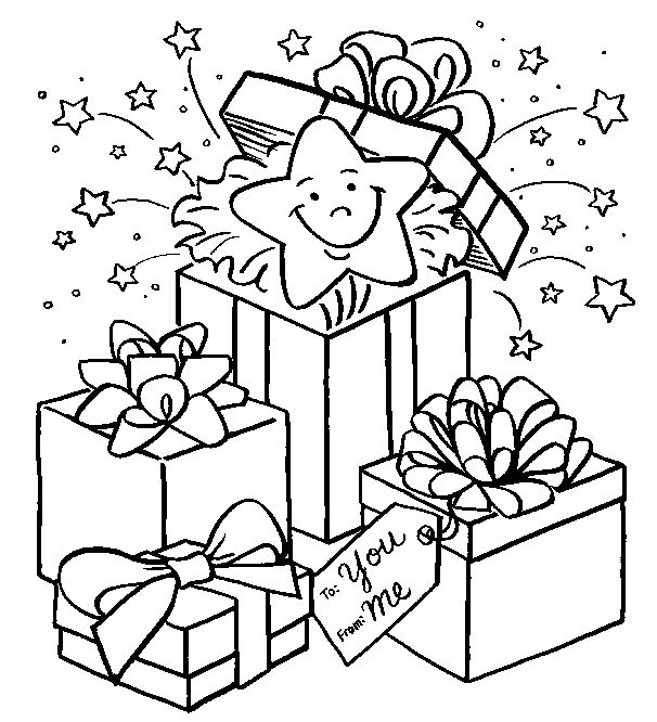 coloriage cadeaux de noel etoile